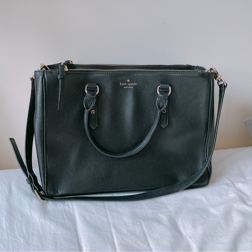 kate spade ♠️ large mulberry street leighann crossbody bag in black ✨